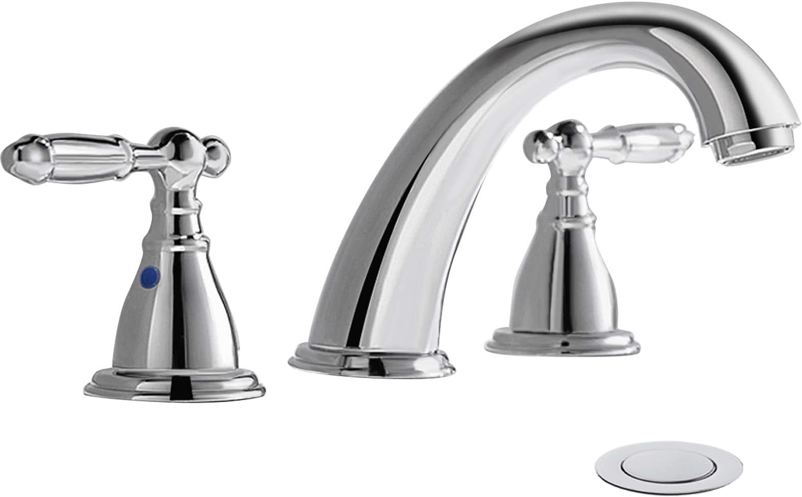 Phiestina Chrome 8 Inch 3 Hole Widespread Bathroom Faucet with Metal Pop Up Drain, Lesd Free Bathroom Sink Lavatory Faucet, WF008-4-C