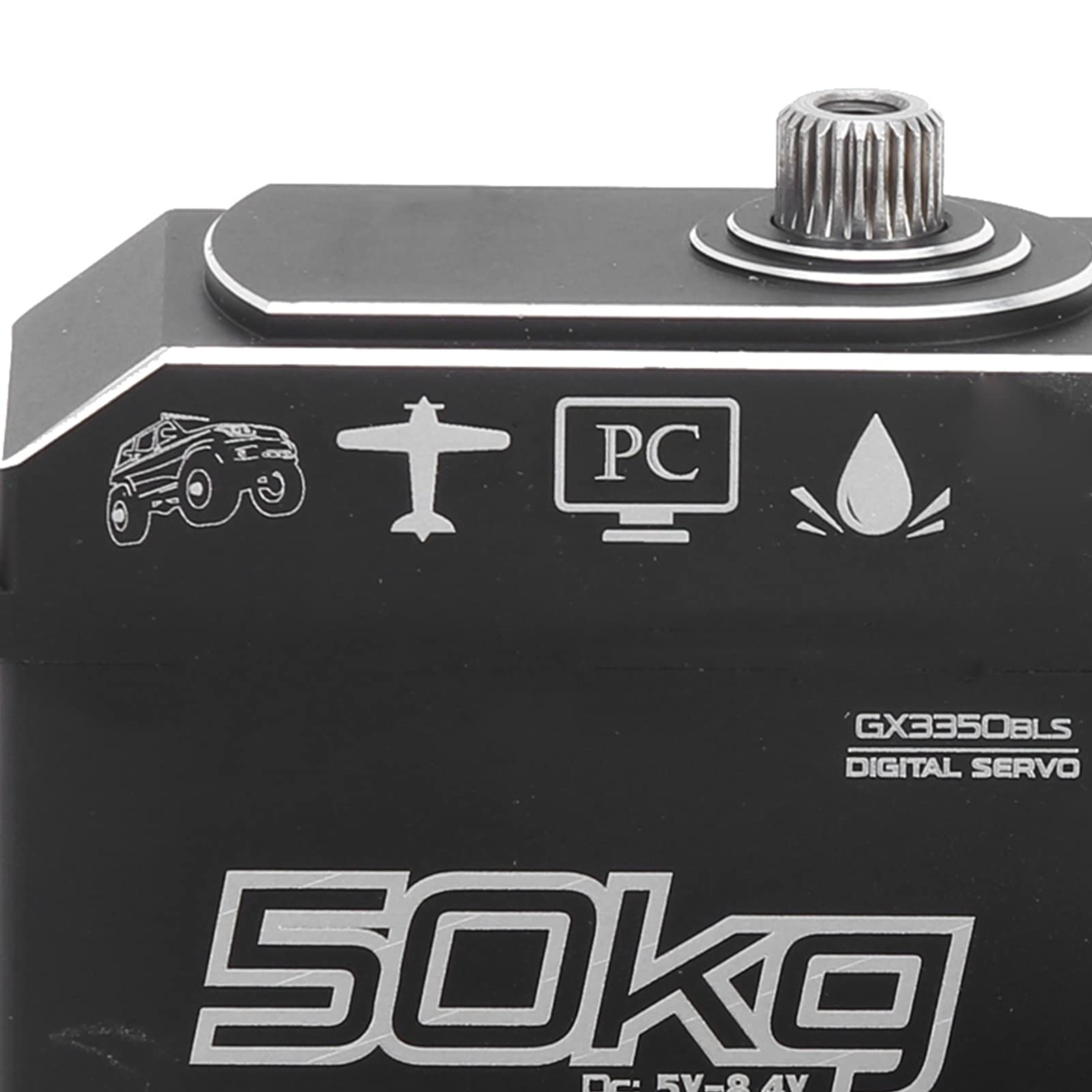 50 KG Engranajes de Acero Inoxidable a Prueba de Agua Servo Digital de Alto Torque con Motor sin escobillas para 1/10 1/8 RC Barco Coche Carcasa de aleación de Aluminio Neg