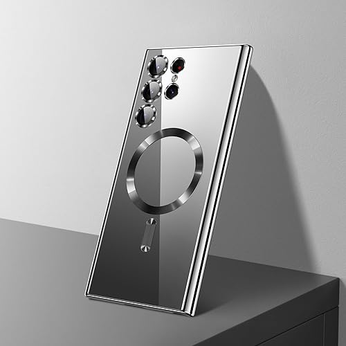 Miniatura 2 de Funda para Samsung Galaxy S22 Ultra, fundas para s22u. Magnética metálica, brillante, delgada, transparente, de lujo, suave, a prueba de golpes,