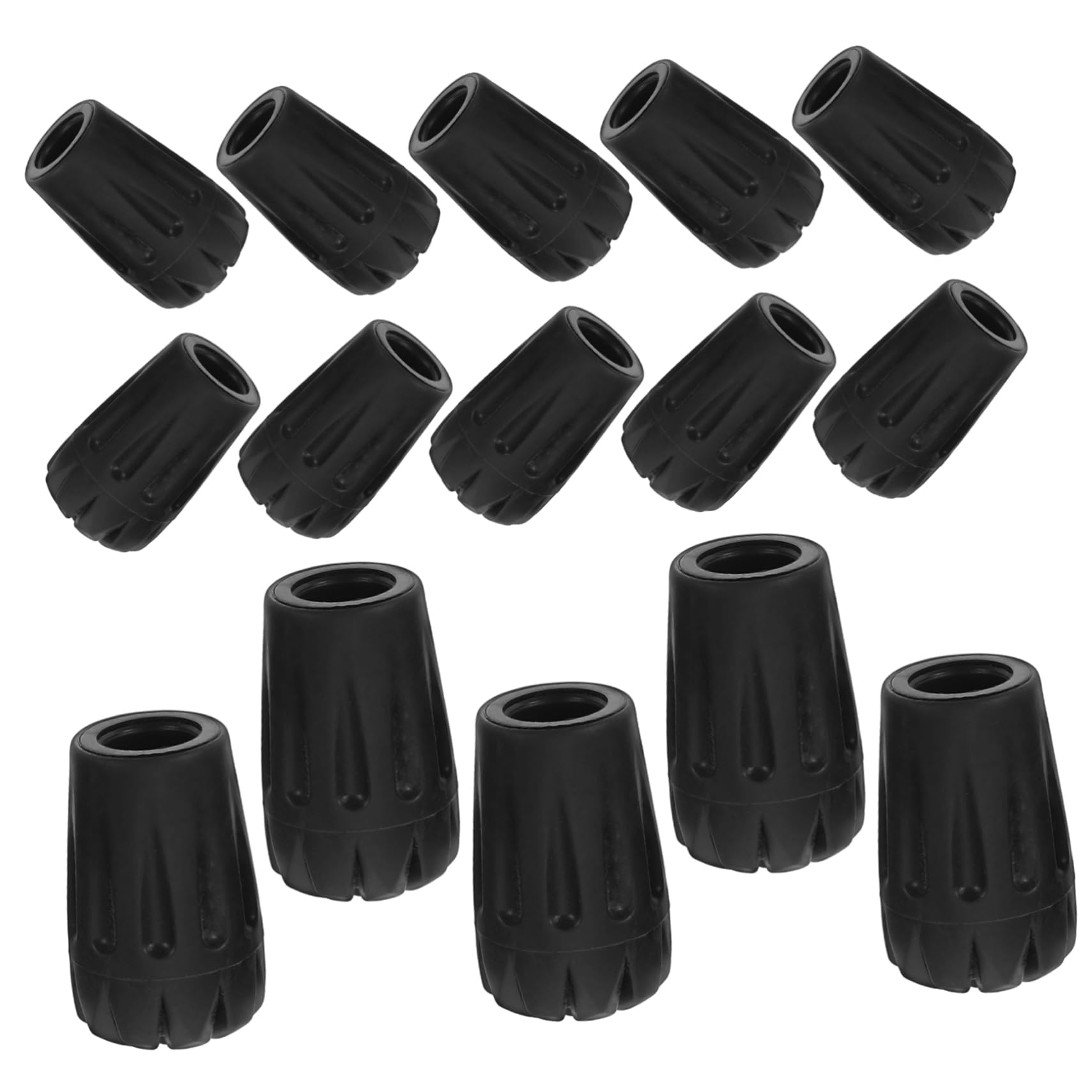 Happyyami 1set Trekking Pole Cover Non-Slip Crutch Pad Non-Skid Hiking Poles Protectors Walking Pole Parts Cane Foot Covers Walking Stick Pole Tip Replacement Cane Tips Plastic Black 15pcs