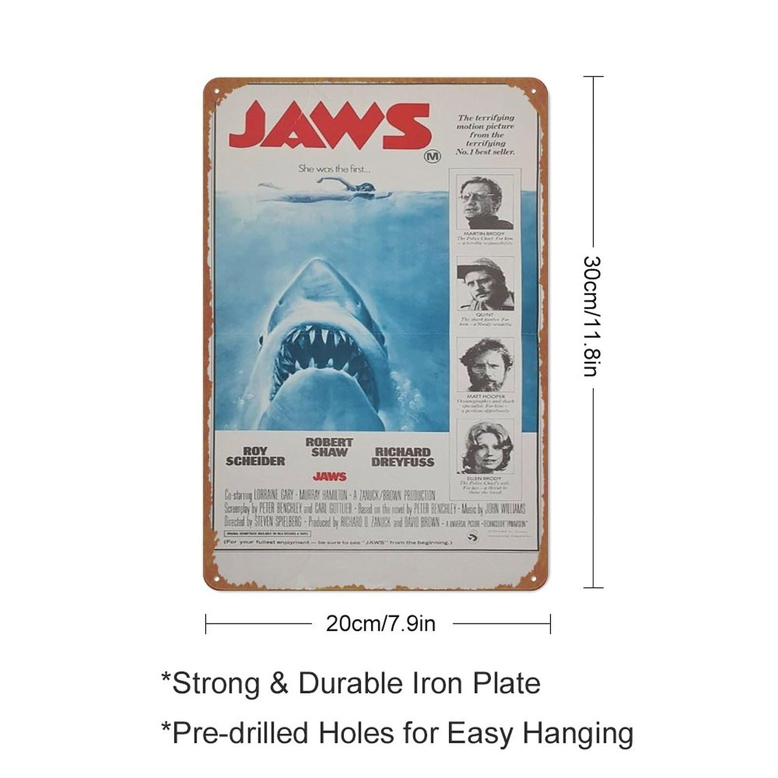 Amazon.com: Jaws 1975 Movie Poster Retro Metal Sign Vintage