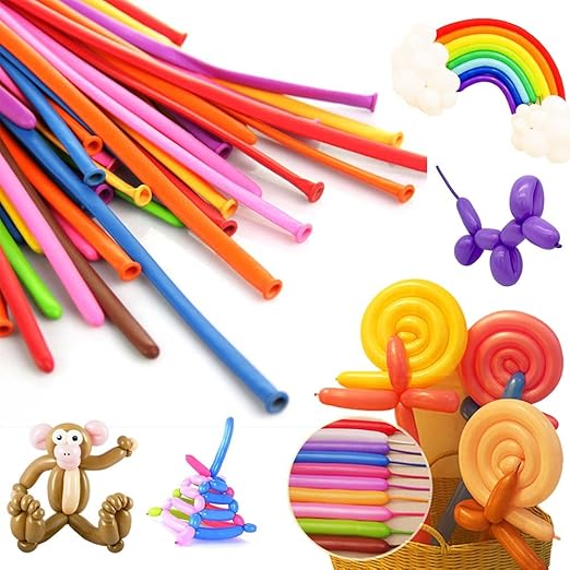 100PCS Magic Skinny Balloons, Colorful Long Latex Balloons Twisting DIY Animal Balloon for Animal Shape Party Christmas Birthday Clowns Wedding Decorations