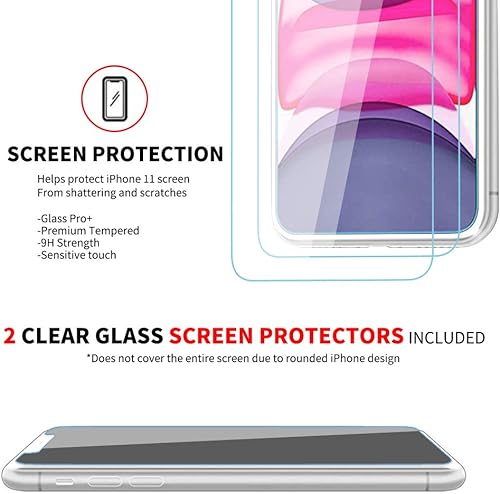 Miniatura 2 de Funda transparente para iPhone 11 con 2 protectores de pantalla, máxima protección de absorción de golpes, funda transparente para iPhone 11,