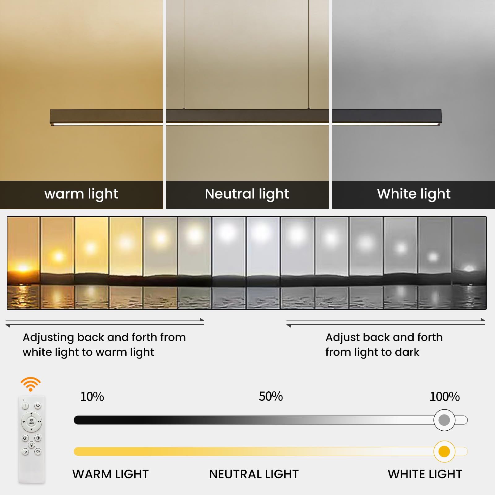 Mikeru 80CM Linear LED Pendant Light - Image 4