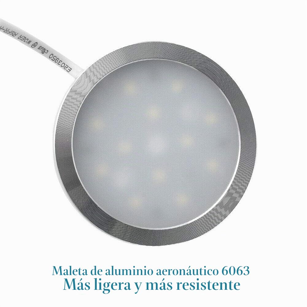 Luces interiores, 12pcs/set 12V Cargador de luz de punto LED interior para autocaravana caravana, con atenuador, cargador de coche 5521,para Camper Van Caravana Barco,blanco natural