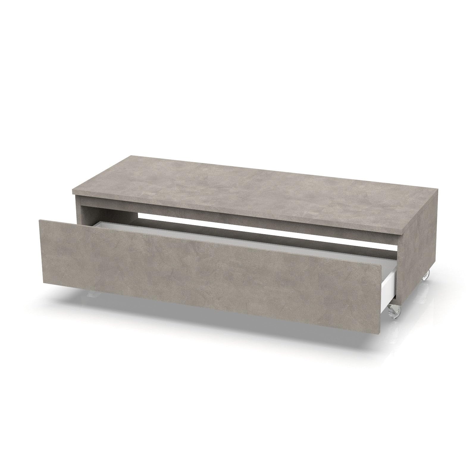 AQA DESIGN accessori casa cassettiera, nr1 cassetto con scorrimento e chiusura soft close, maniglia a gola, nr4 ruote piroettanti, Made in Italy - Bianco - 120x45x32 cm