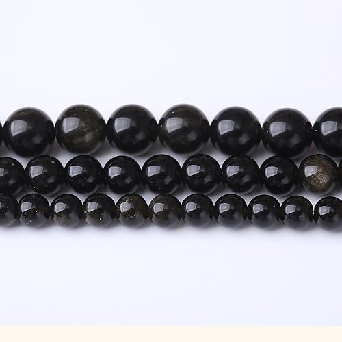 Miniatura 4 de Cuentas redondas sueltas de obsidiana dorada negra de 031 pulgadas 0315in cuentas de gemas naturales cuentas de piedra energética de cristal para
