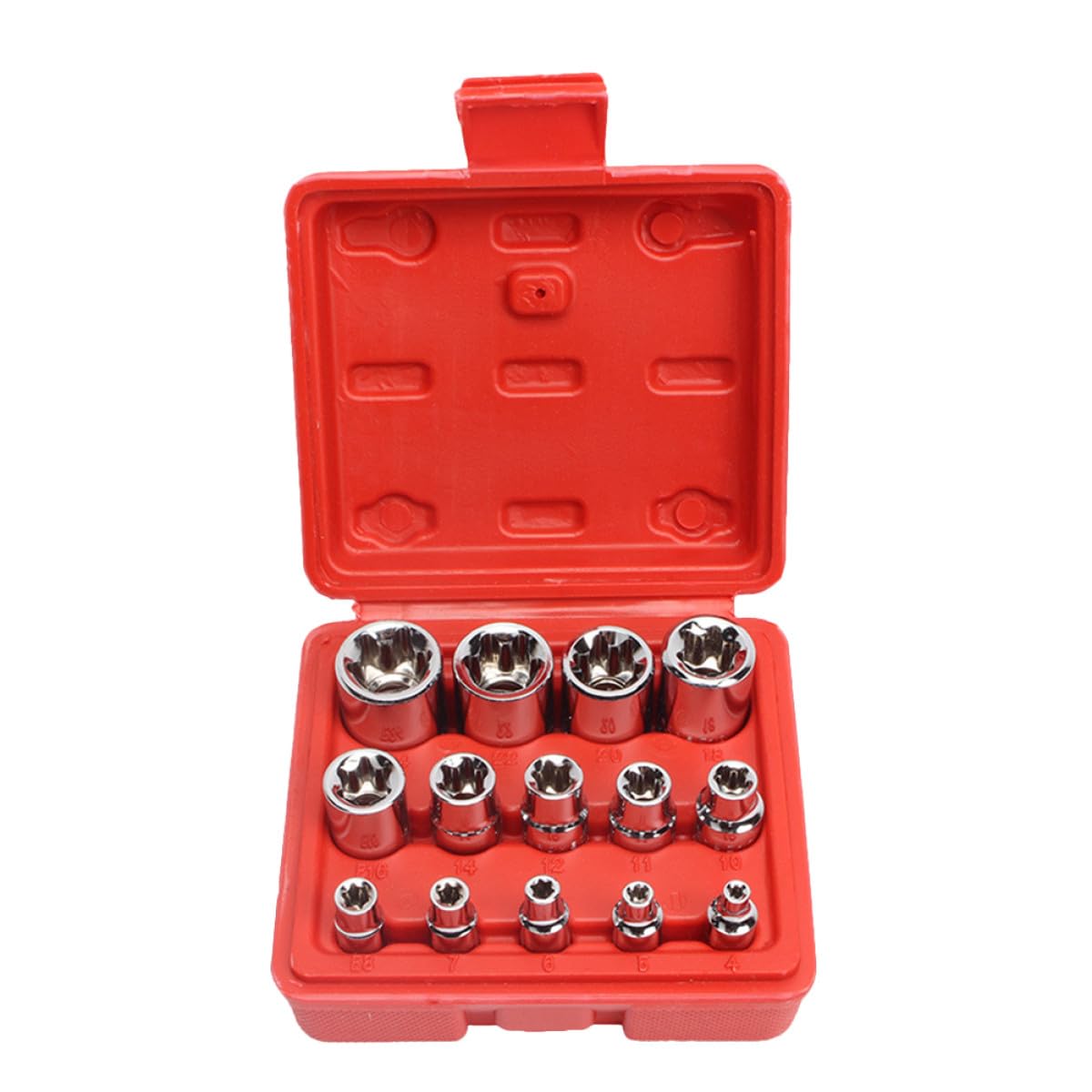 Jeu de 14 clés à douille en acier chrome vanadium et douilles hexagonales type E
