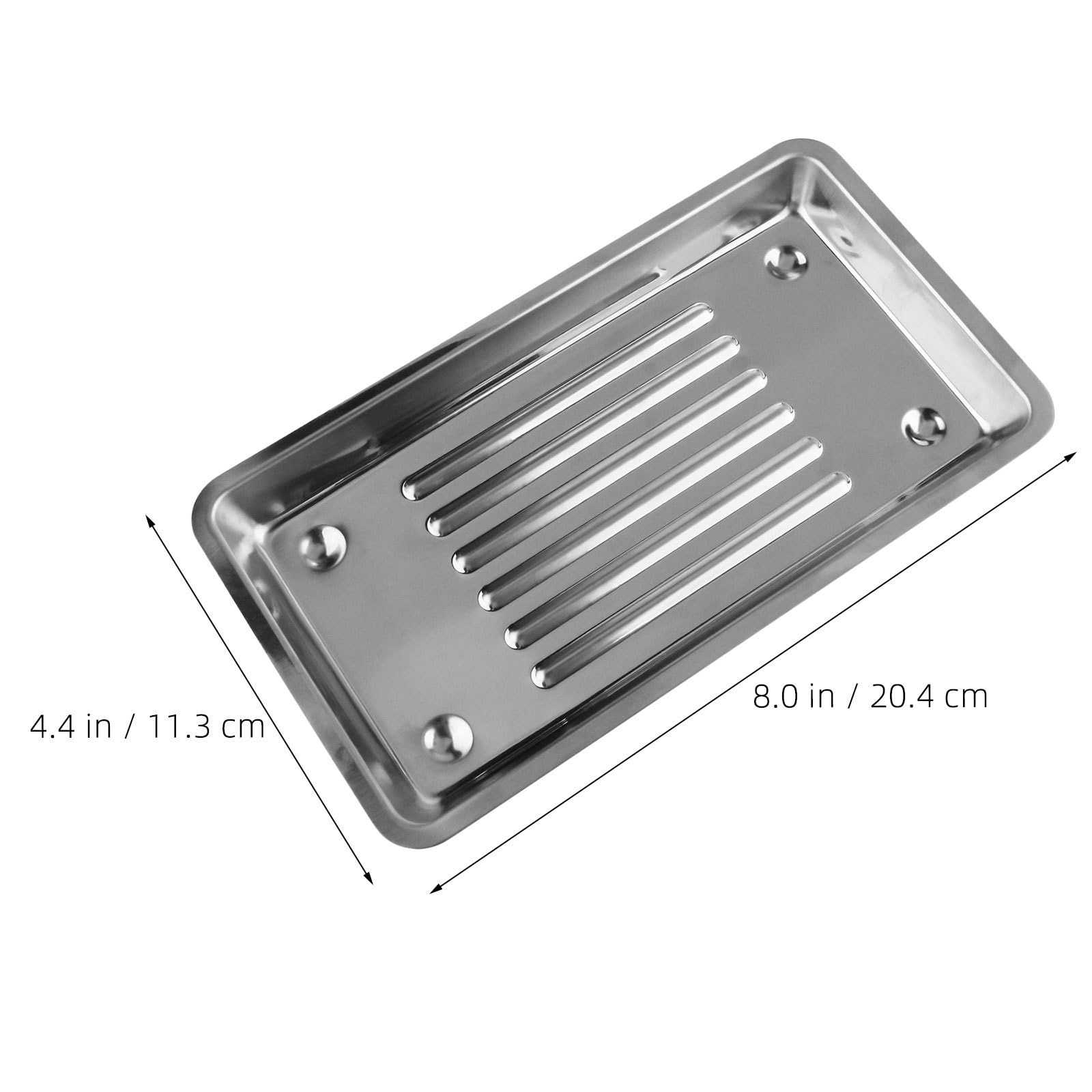 2 vassoi disinfettanti in acciaio inossidabile per strumenti per nail art - Contenitore per onicotecnici - Organizzatore per strumenti per manicure per saloni e spa, dimensioni 8''X4.5''