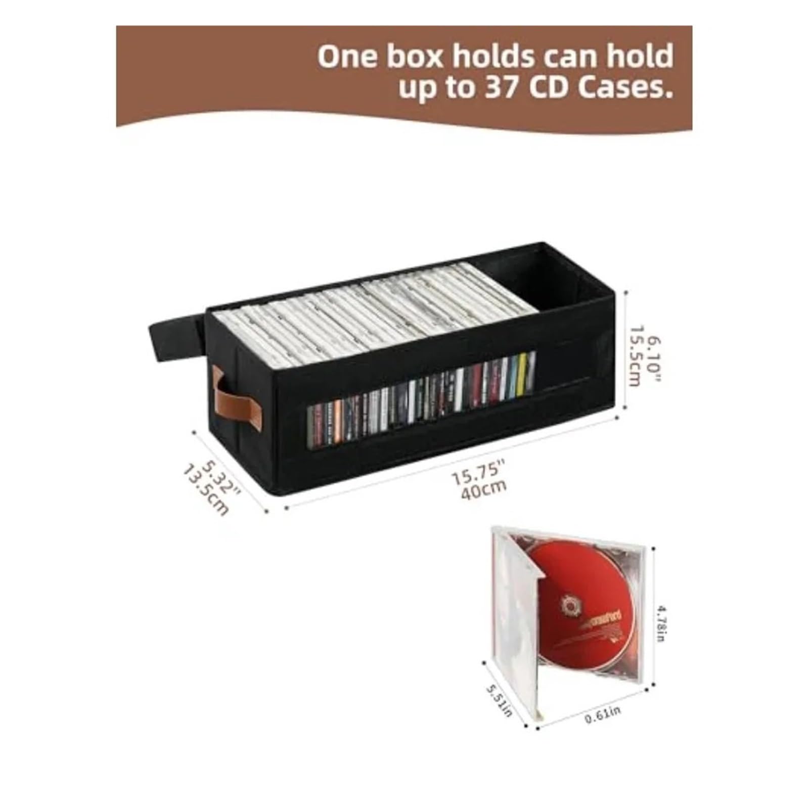 Borsa porta CD in tessuto, Scatola porta CD con custodia impilabile finestra visibile