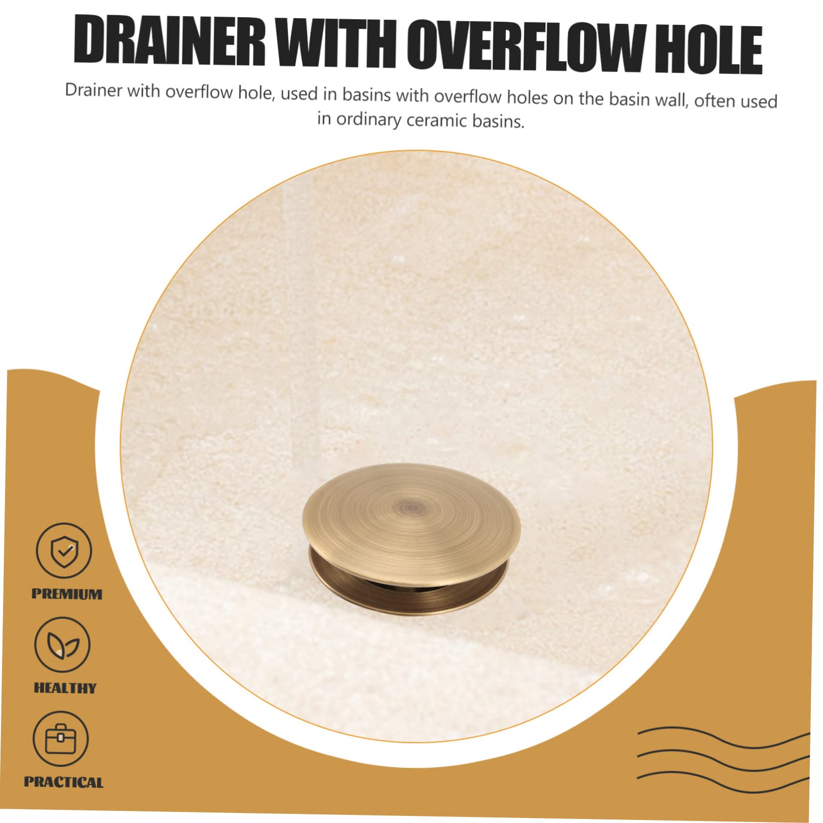Bouchon de Vidange Cuivre Style Européen, pour Lavabo à Pression
