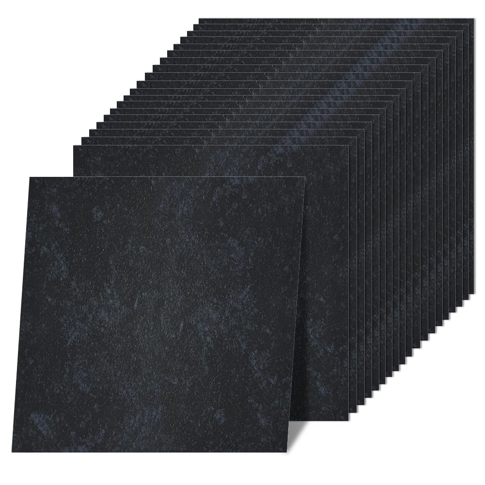 Norine Lot de 20 carreaux de sol autocollants en vinyle marbré imperméables et amovibles pour chambre à coucher, salle de bain, cuisine, 30,5 x 30,5 cm