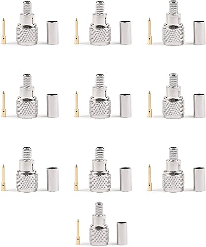Artudatech 10 unids Mini-UHF macho crimpado conector para RG-58/U Cable Motorola Radio Antena