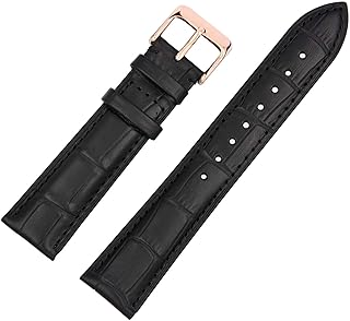 19mm Genuine Leather Watch Band Strap Fits 1500 ,1501, 15000, 15200, 1500 1501 15000 15200 Black Rose Buckle