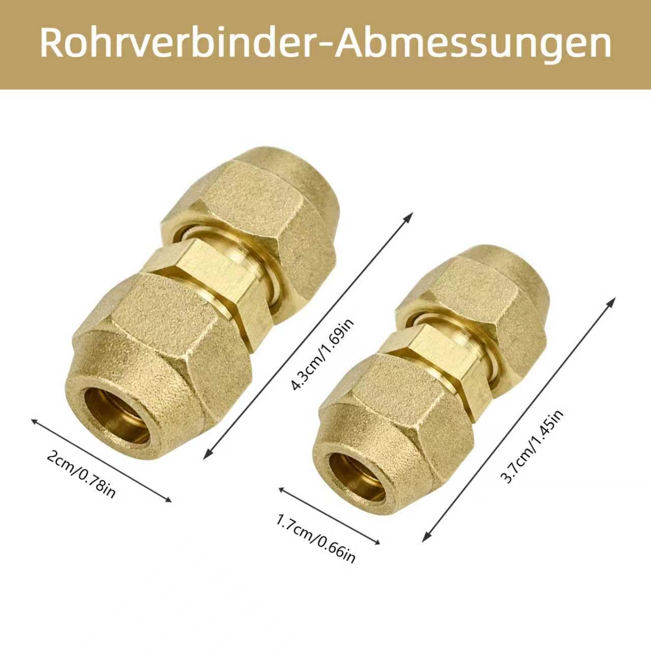 2 Stück Rohrverbinder Set, Kältemittelleitung 1/4 3/8 Doppelnippel Kupferrohrverbinder Rohrverbindungen Klemmringverschraubung Überwurfmutter Rohr Verschraubung Split Klimaanlage Zubehör