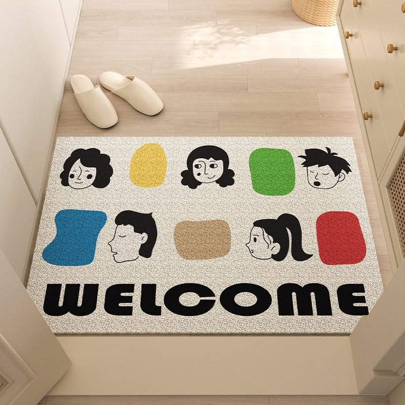 60/80 CM Pvc Dibujos Animados Gato Estera De Bienvenida Interior Divertido Alambre De Fibra De Fibra Felpudo Loop Pila Puerta Estera Fibra De Coco Y Alambre Felpudo Felpudos Trampero De Suciedad