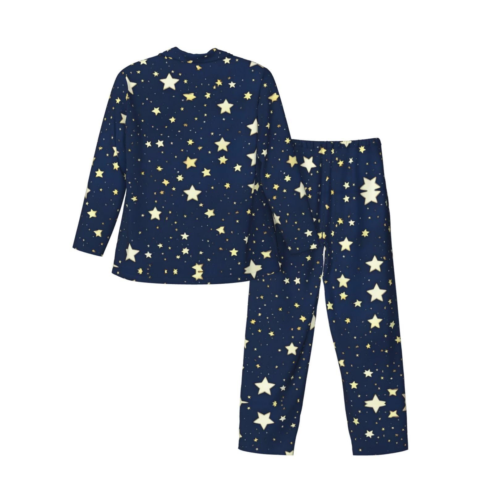 Set pigiama da uomo blu navy cielo e stella, pigiama morbido per uomo manica lunga indumenti da notte per relax interno