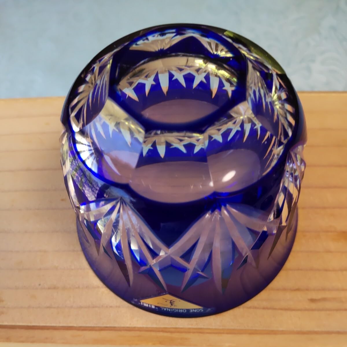 Amazon.co.jp: 切子 藍色切子 冷茶碗揃 5客 曽根工芸 色被せ 工芸作家 