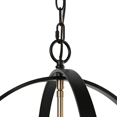 Miniatura 5 de Candelabros negros y dorados, lámpara moderna de mediados de siglo con vidrio esmerilado, 4 luces estilo rural para sala de estar, comedor,
