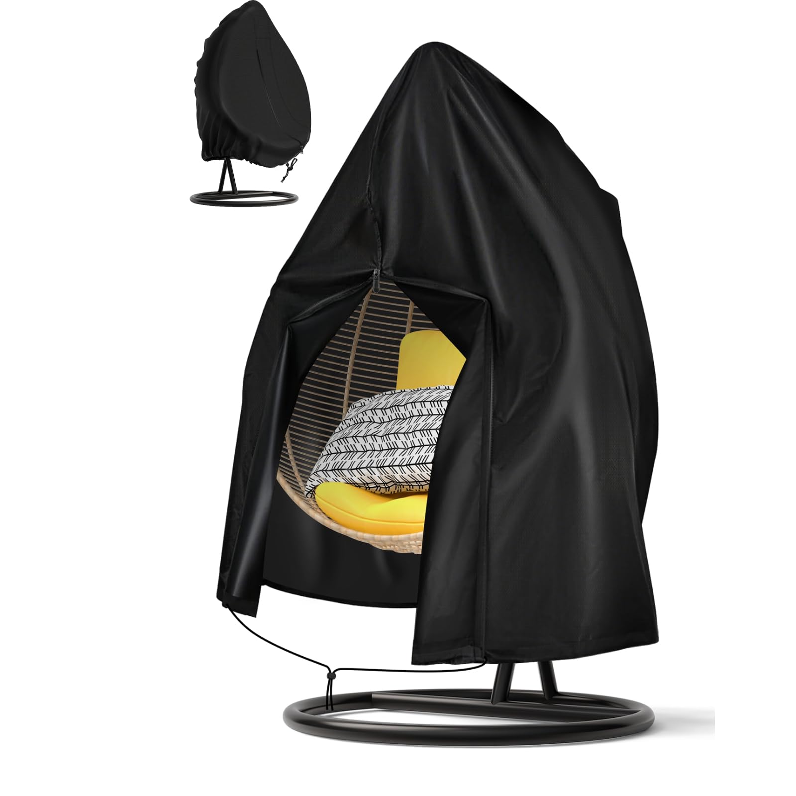 Egg Chair Covers 190x115cm, 420D Heavy Duty Single Hanging Egg Chair Cover with Drawstring Zipper