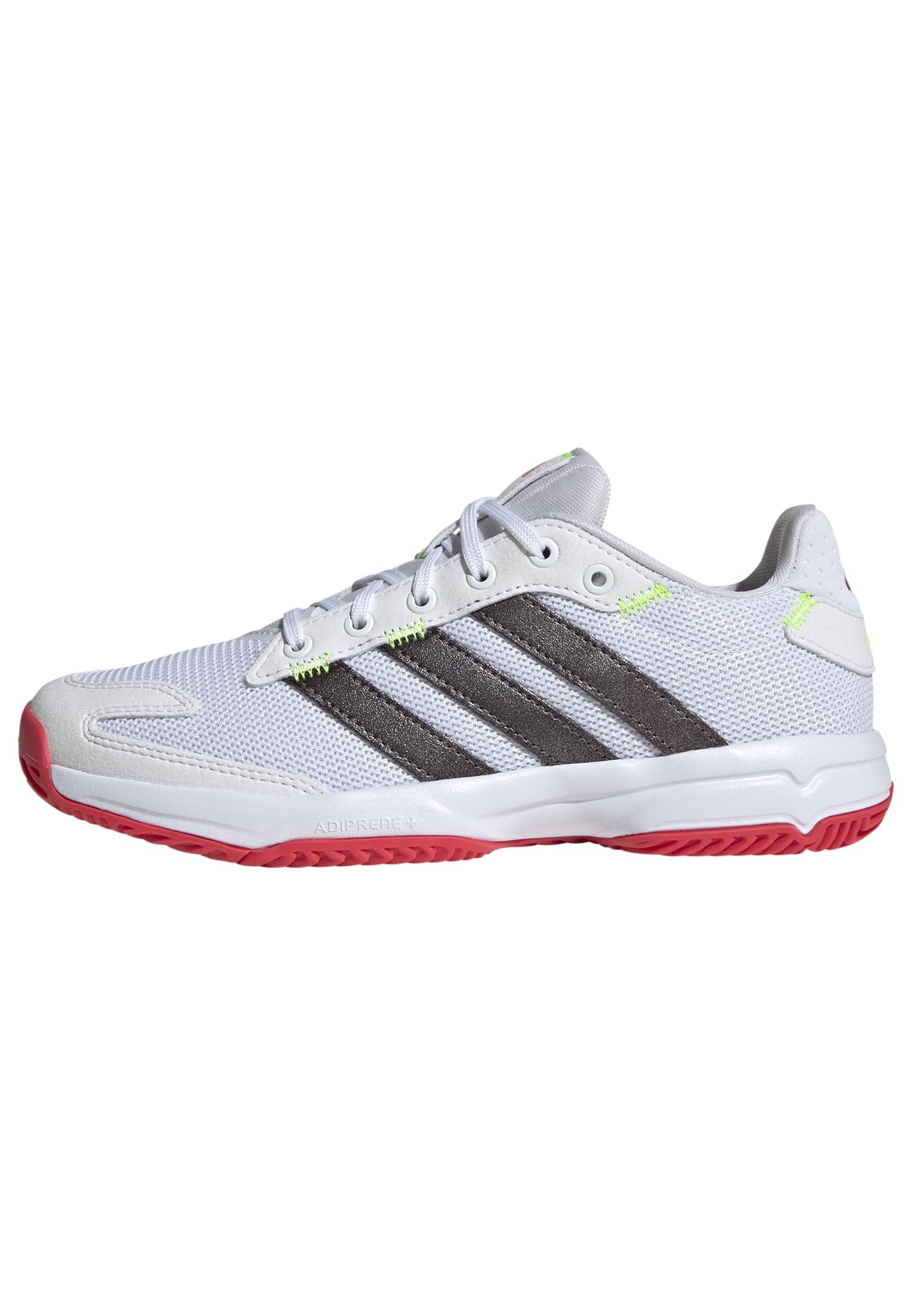 adidas Unisex Kids Stabil Junior Indoor Shoes, FTWR White/Aurora Met./Semi Lucid Red, 5.5 UK