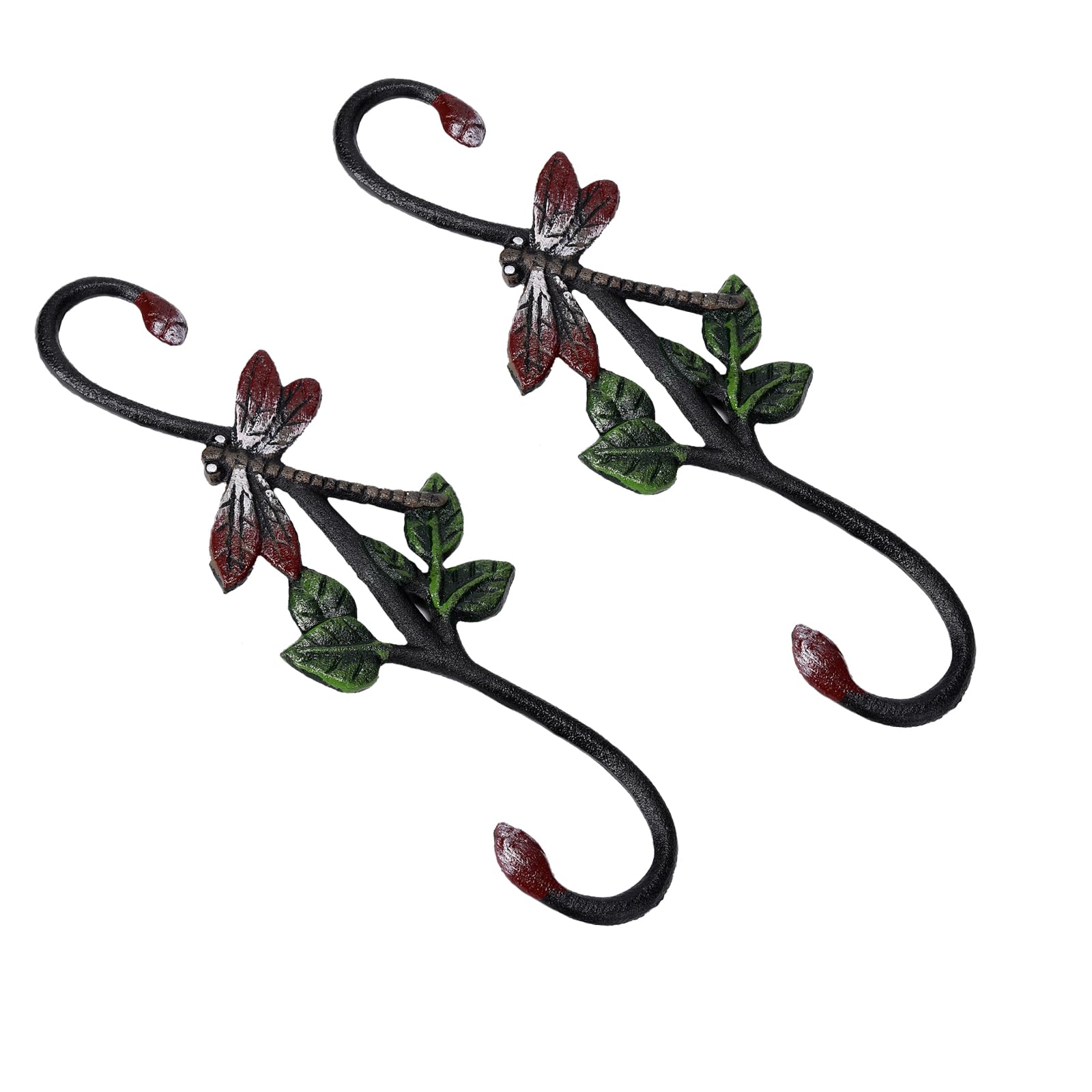 Lot de 2 crochets décoratifs en fonte en forme de libellule pour plantes de ferme, crochets pour plantes de jardin, paniers de fleurs, pots, mangeoires à oiseaux TQOKST009