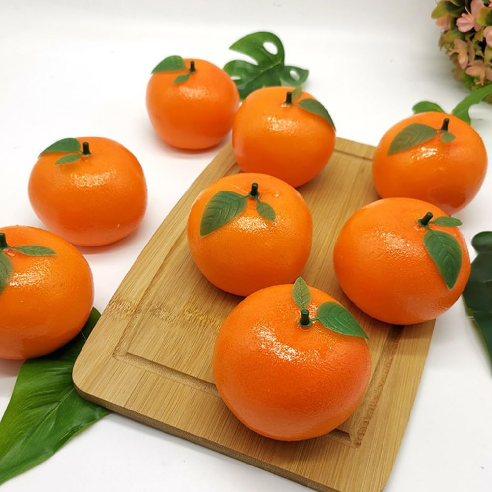 19 Piezas De Naranja Artificial Realista: Rodajas Y Cubos De Fruta Falsa Para Decoración Del Hogar, Bodas Y Fiestas