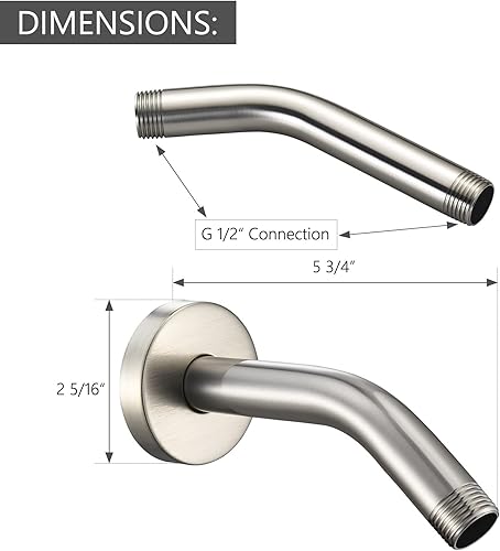 Miniatura 4 de Brazo de ducha de extensión montado en la pared (se vende incluye brida de brazo de ducha) de repuesto para Delta U4993-SS de 6 pulgadas, acero