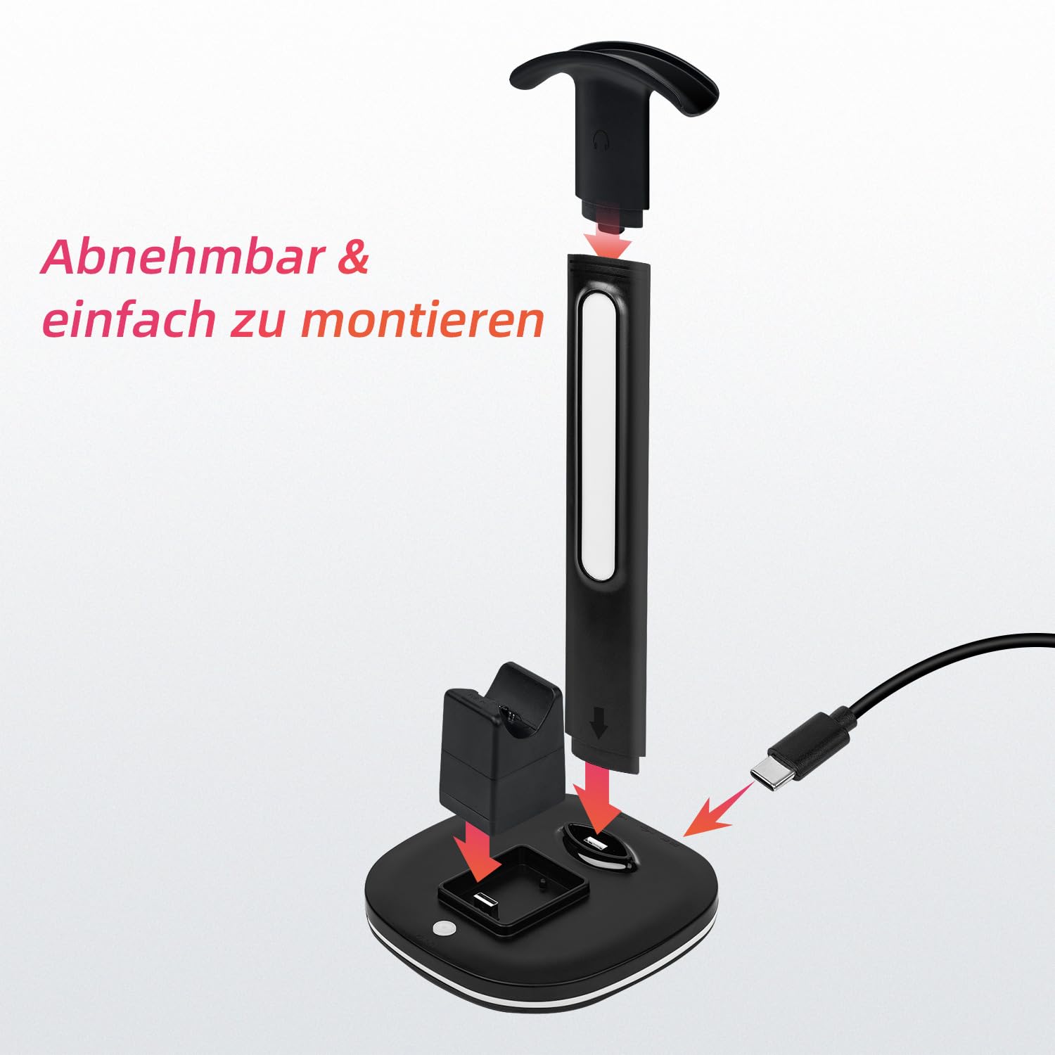 Game Controller Halter/Headset Ständer mit Ladestation für PS5 DualSense Controller, Kopfhörer Halter Gaming Zubehör mit 2 USB Anschlüss für PlayStation 5 DualSense Edge Controller Ladegeräts