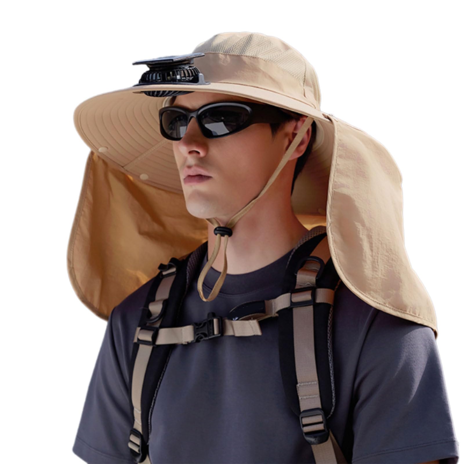 MICFENY Rechargeable Outdoor Hat Built In Fan Solar Charging Lightweight Breathable Sun Protections For Men Women