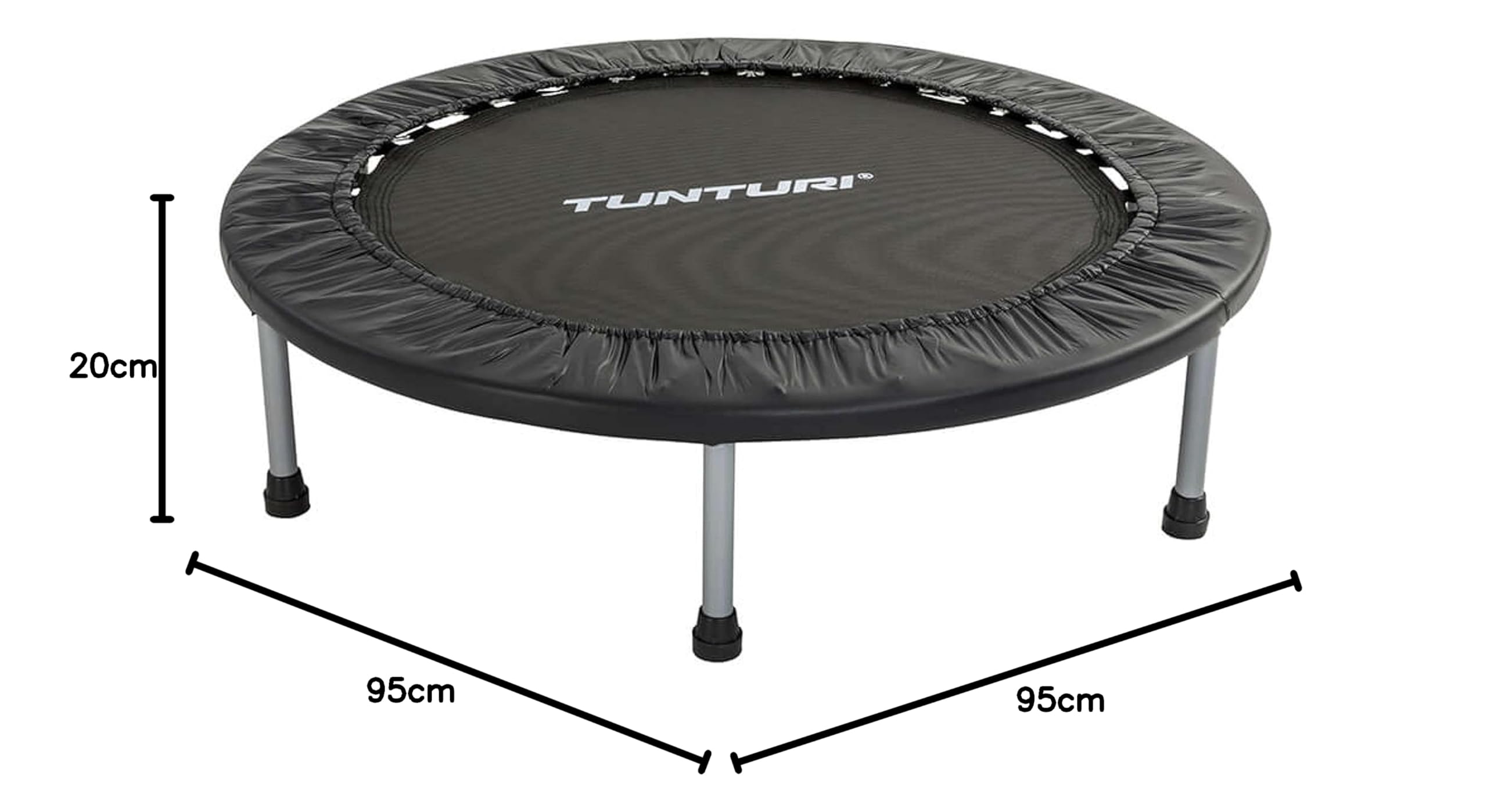 Tunturi-Fitness Funhop Trampolín para Deportes, Unisex Adulto, Negro, 95 cm