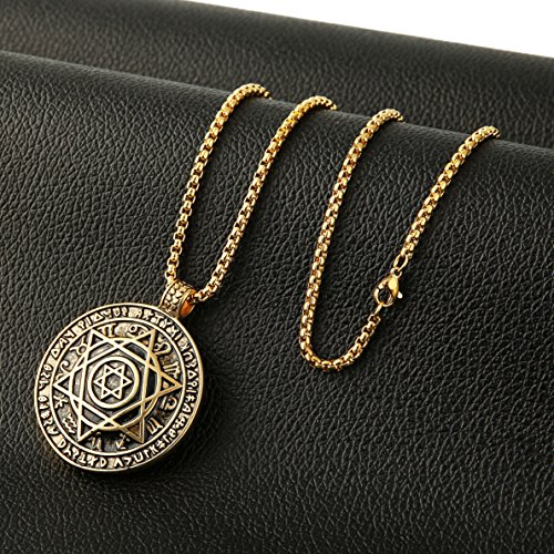 HZMAN Talisman Seal Solomon Six-pointed Star 12 Constellation Pendant stainless steel Necklaces 22+2" Chain4