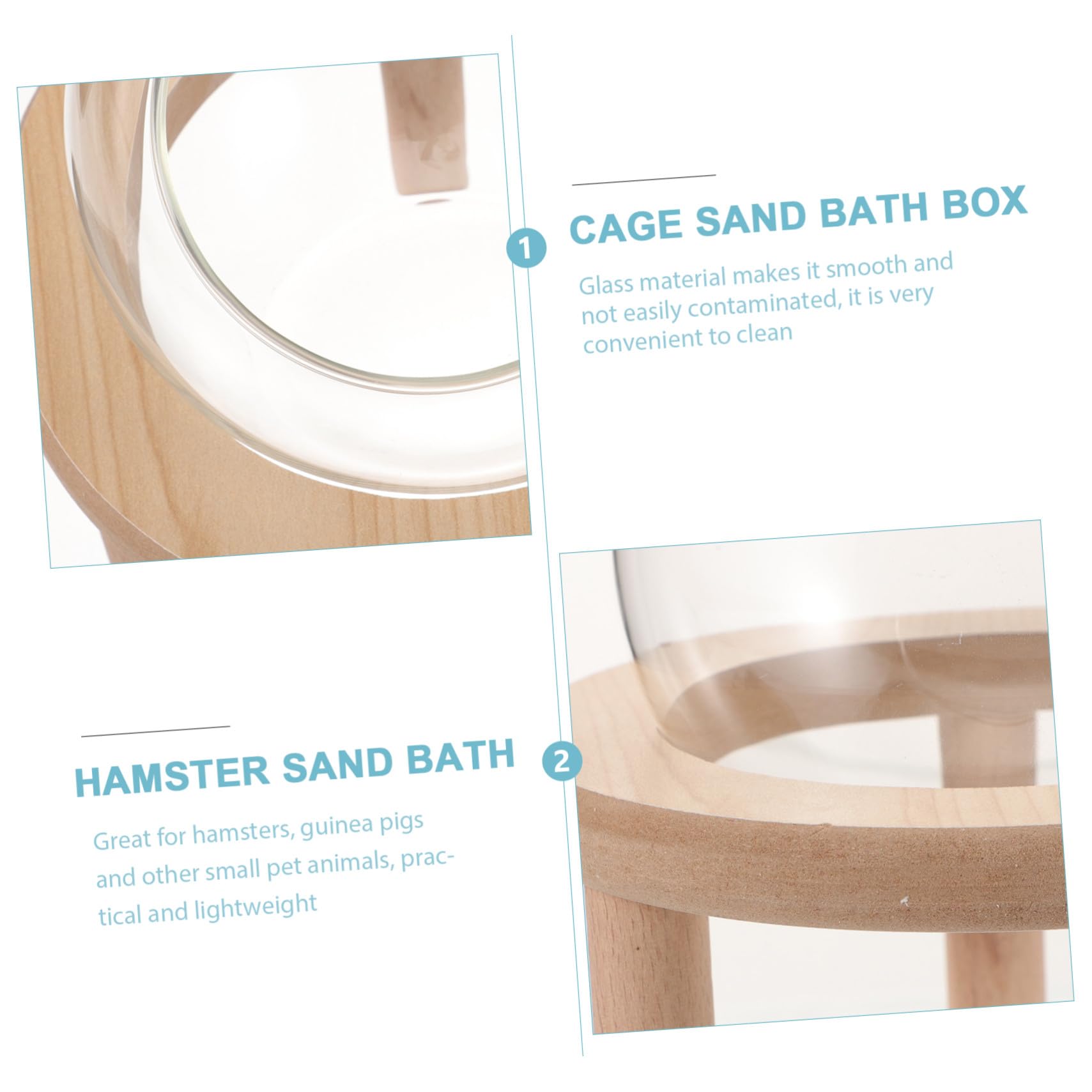 TOYANDONA Transparente Kleine Hamsterbadewanne aus Glas und Holz Sicheres Sandbad für Hamster und Meerschweinchen im Heimgebrauch