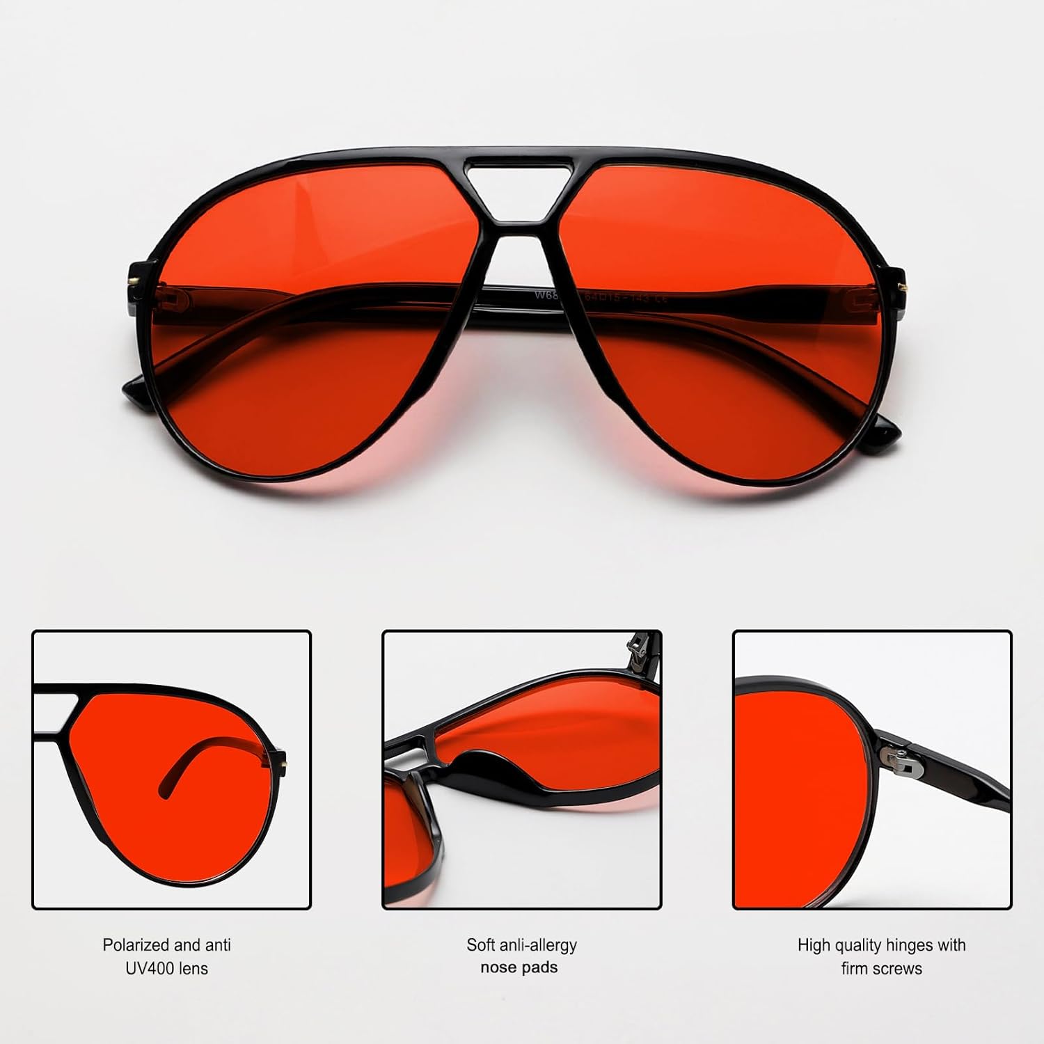 Retro Aviator Sunglasses for Women Men Oversized Classic 70s Vintage Trendy Tangle Free Square Aviators Sun Glasses - Image 8