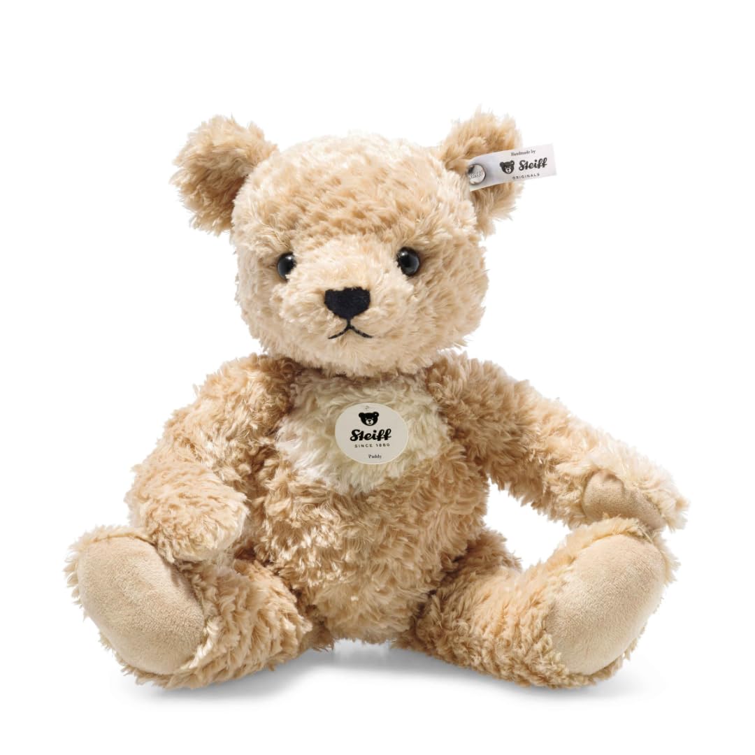 Steiff Kuscheltier Paddy Teddybär, Süßes Stofftier mit Kunststoffaugen, Kinder, Jungen & Mädchen, Plüschtier 30 cm, Hellbraun, 014253