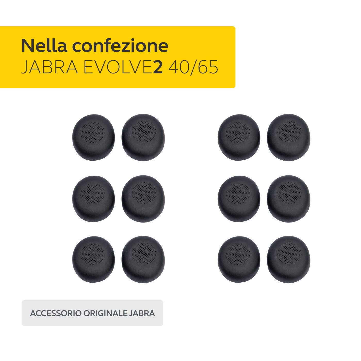 Jabra Evolve2 40/65 Cuscinetti di ricambio per cuffie, 6 Coppie di cuscinetti per headphones, Nero