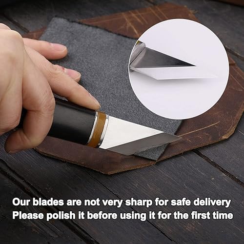 Miniatura 4 de Cuchillo de corte de cuero, cuchillo puntiagudo, herramienta de trabajo de cuero con mango de madera, hoja de acero inoxidable, ideal para corte de