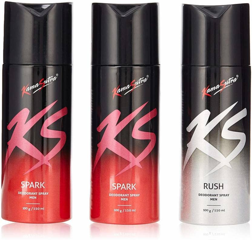 Kamasutra 2 SPARK 1 RUSH Deodorant Spray – For Men & Women (450 ml, Pack of 3)