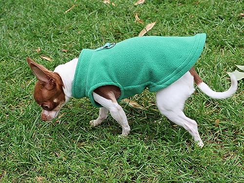 Image of JACKO & CO - Fleece Vest Dog Sweater with Leash Ring - Soft, Warm & Lightweight Pullover Coat for Small & Medium Dogs, Puppies & Cats - Cozy Fall /Winter /Spring Pet Jacket (Green, X-Small 2-4lbs)