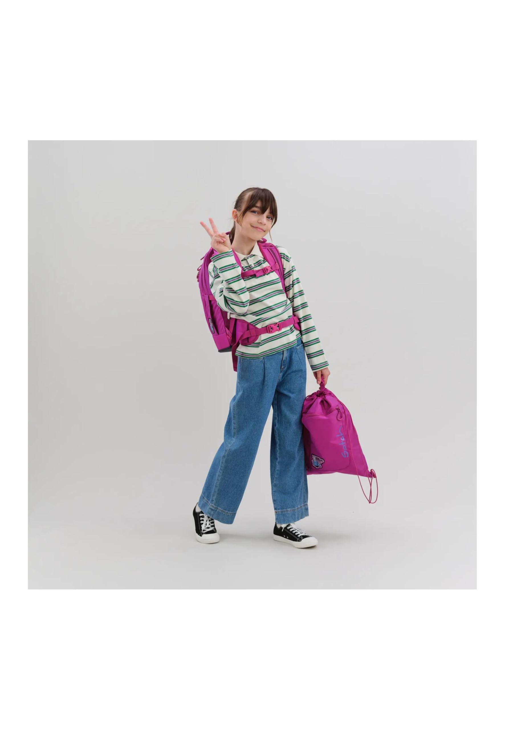 satch set zaino scolastico pack set Fearless Pink - Pink | Set ergonomico da 3 pezzi con capacità di 30 L, completo di astuccio e borsa sportiva per la scuola