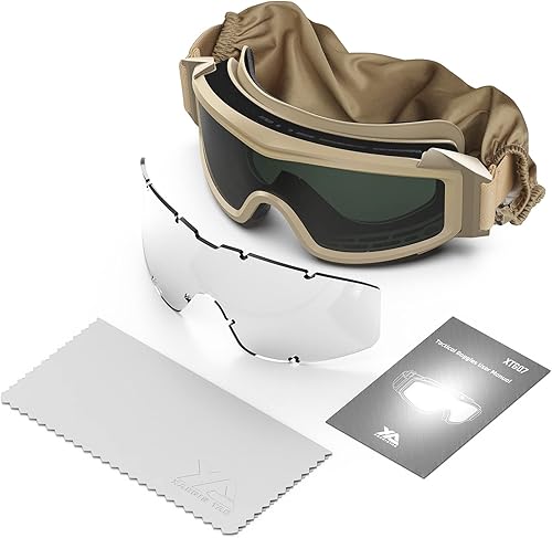 Miniatura 8 de XaegisTac Gafas antiempañamiento Airsoft de seguridad con lentes intercambiables gafas militares balísticas para tiro caza deportes al aire libre