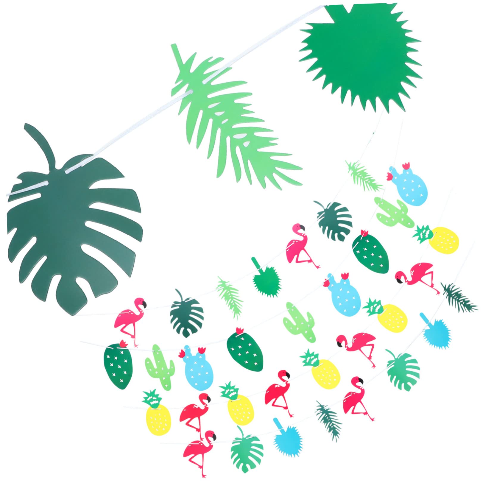 ibasenice Banner Decorativo Hawaiano Carta Con Flamingo e Piante Festive Bunting Per Decorazioni Di Feste Tema Hawaii Per Matrimonio e Celebrazioni Facile Da Installare Per Foto