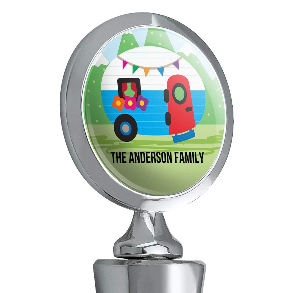 Personalized Custom Vintage Retro Camper RV 1 Line Wine Bottle Stopper