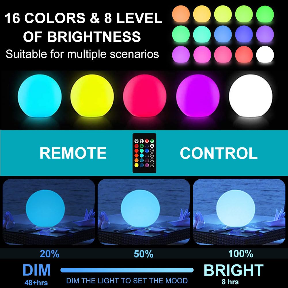 Globe Lamp, Solar Ball Lights Outdoor 16 Colors Rechargeable - View #10