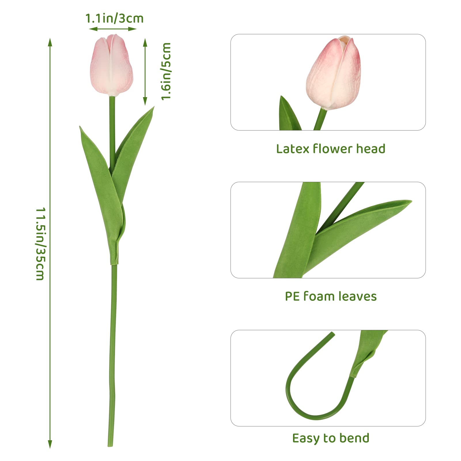 N&T NIETING Tulipani artificiali, 12 pezzi, tulipani finti, realistici al tatto, in lattice, bouquet di fiori per matrimoni, casa, feste, hotel, decorazione floreale (rosa chiaro)