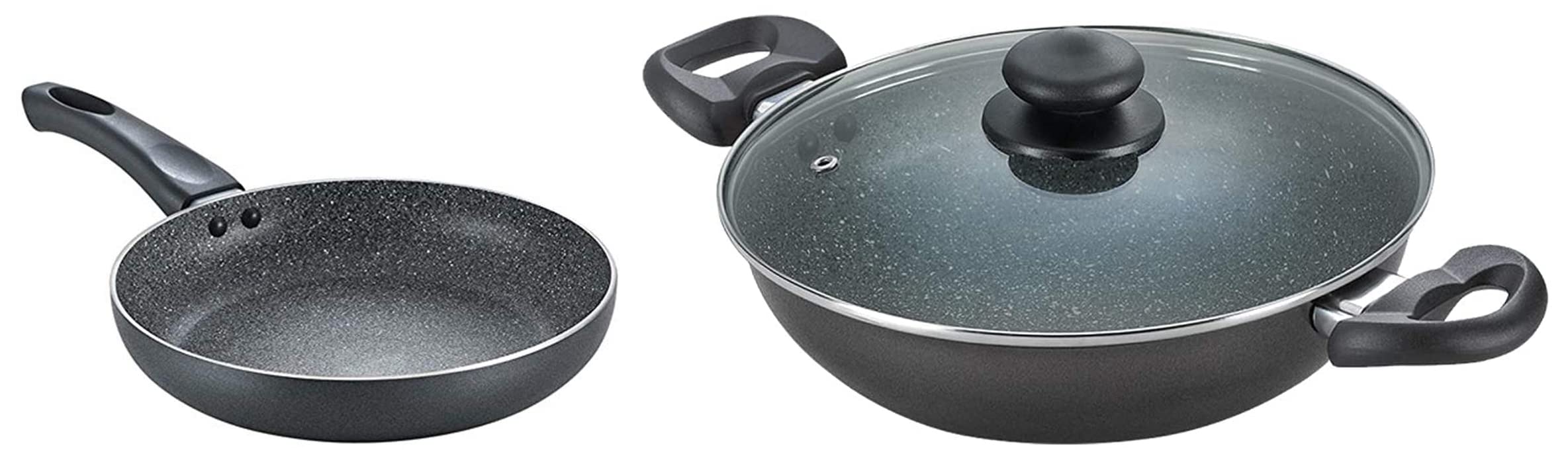 Prestigealuminium Omega Deluxe Granite Kadai 240mm Black Omega