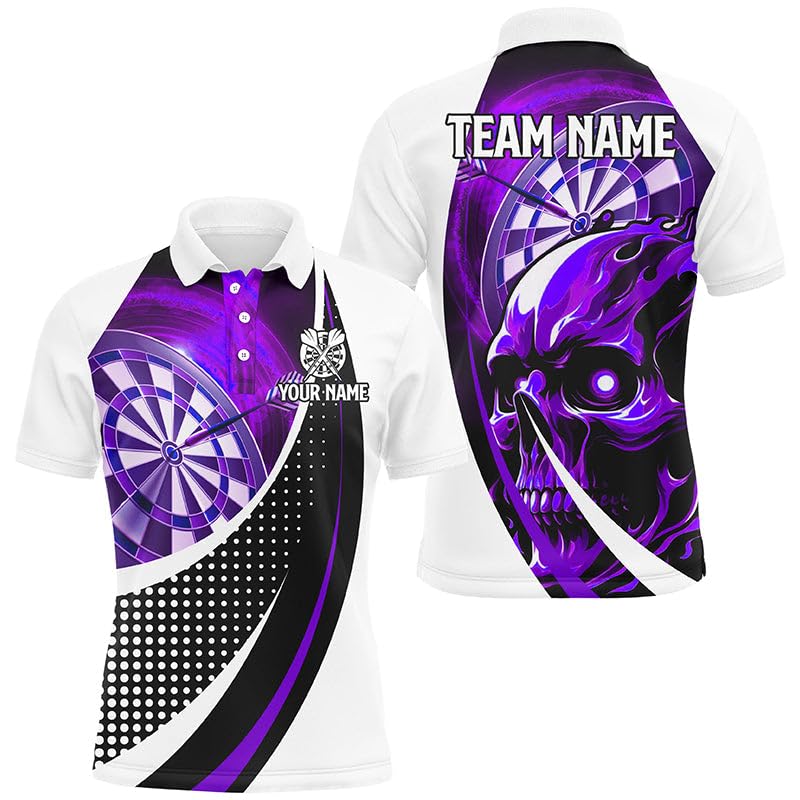 Personalisierte lila Dartscheibe 3D-gedruckte Totenkopf-Dartshirts für Männer & Frauen - Individuelle Coole Dart-Team-Trikots T1989