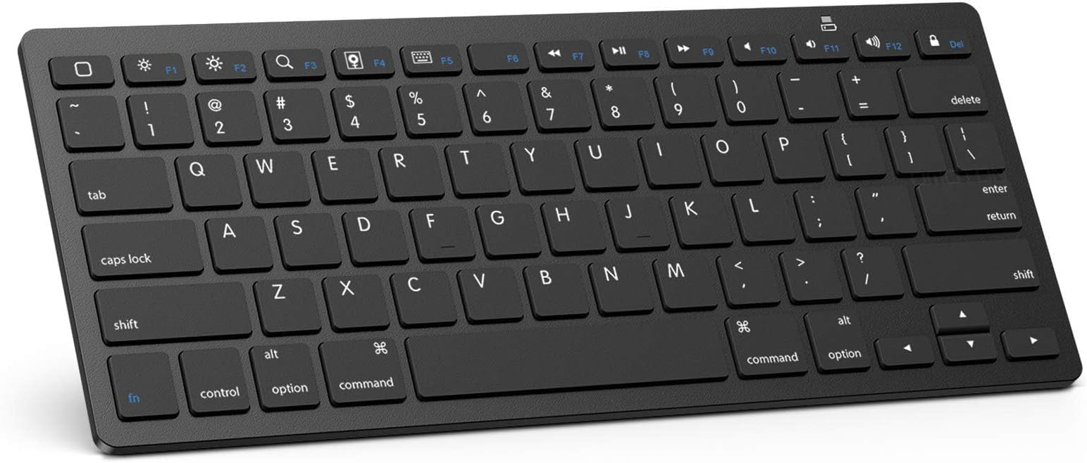 Omoton Ultra-Slim Bluetooth Keyboard Compatible with New iPad 9.7 2018, iPad 2017, iPad Pro, iPad Air 2/Air, iPad Mini 4/3/2/1, iPad 4/3/ 2 and Other Bluetooth Enabled Devices, Black