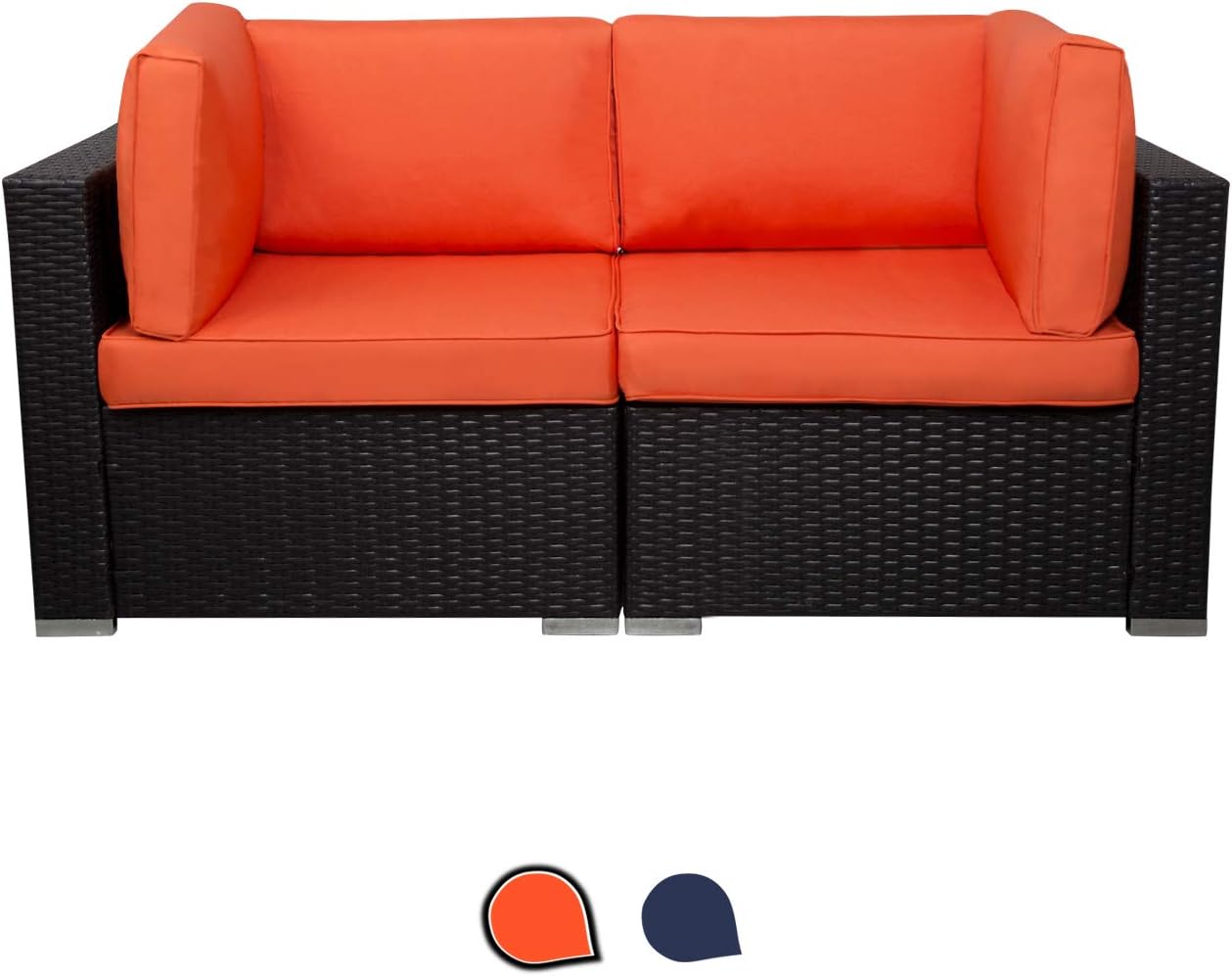 Buy EXCITED WORK Wicker Loveseats Patio Sectional Furniture Corner Sofa