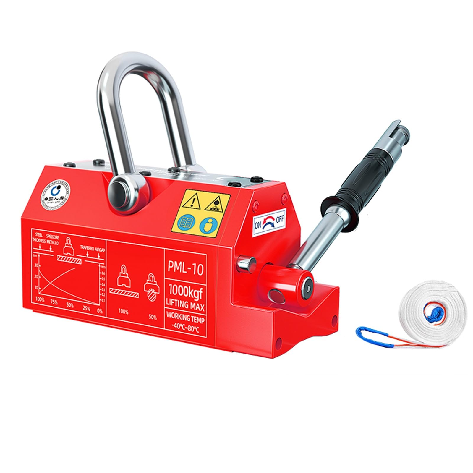 Sollevatore Magnetico Permanente, Magnete di Sollevamento per Piastre da 1000 kg, Adatto per Il Sollevamento di Attrezzature per Gru, Blocchi e Gru da Officina